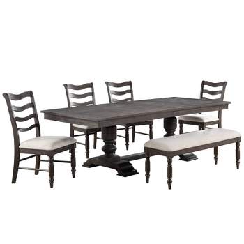 6pc Hutchins Dining Set Washed Espresso - Steve Silver Co.