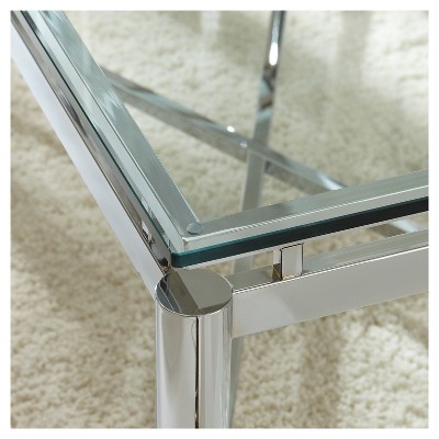 Nova Square Chrome X-Base End Table with Tempered Glass Top