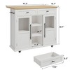 Mobile Kitchen Island, Rolling Kitchen Cart On Wheels With Widen Drop Leaf Top, With 2 Glass Doors, Spice Rack, Towel Holder, Can Storage & Towel Bar - 3 of 4