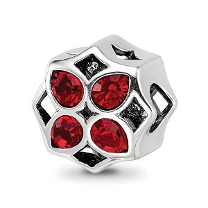Black Bow Jewelry Sterling Silver with Red Crystals Lattice Flower Bead Charm - 1 of 4