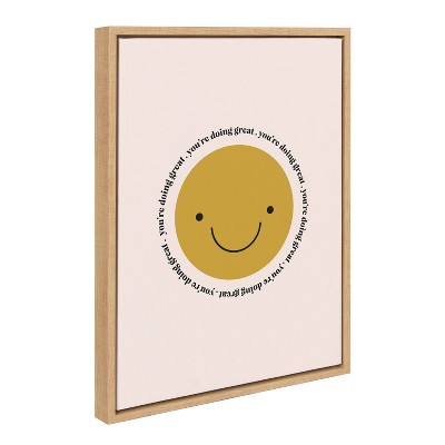 Natural Framed Motivational Canvas Print with Smiley Quote