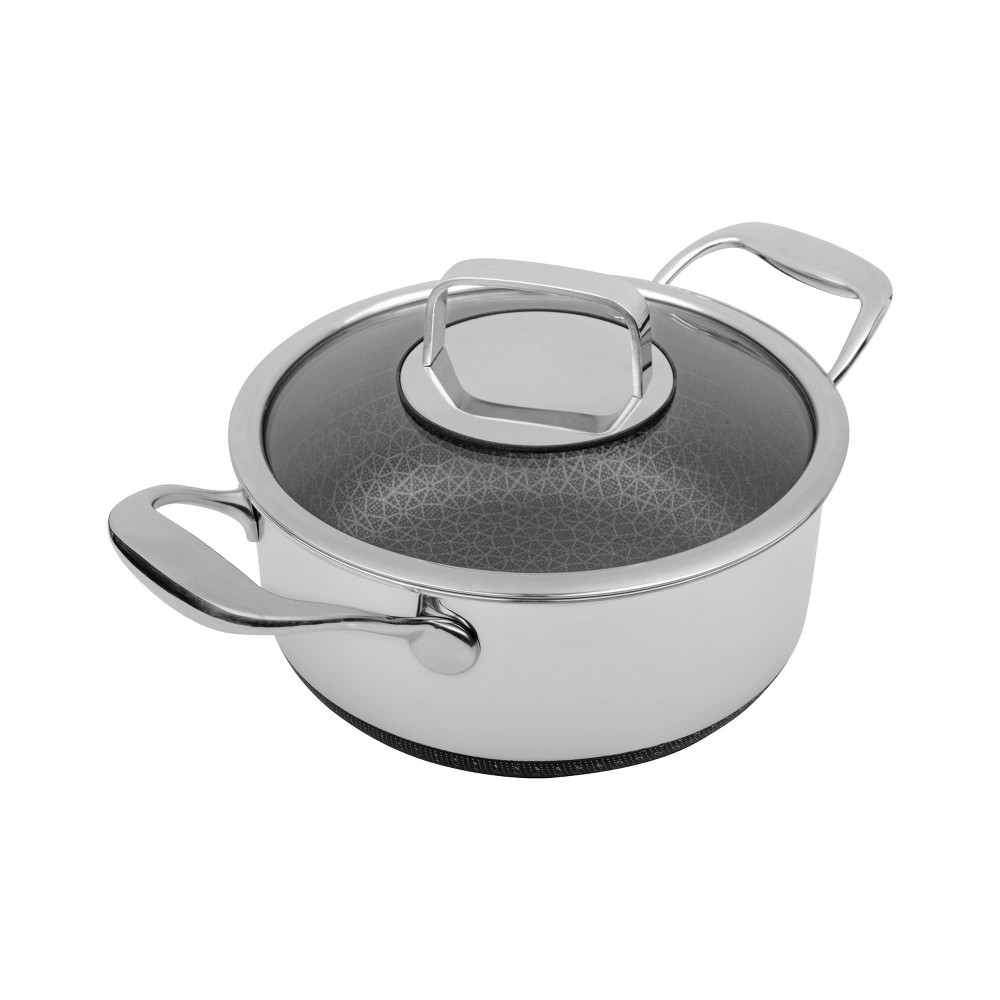 Livwell Brands Diamond Clad 3qt Hybrid Nonstick Stainless Steel Stock Pot and Lid: Tri Ply, Oven & Dishwasher Safe, Vented Lid