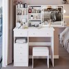 FONTOI 29.2"W/37"W/41"W Makeup Vanity Table with Left Drawer Stool Large Sliding Mirror Capacity Storage for Bedroom Dressing Room, White/Black - 4 of 4