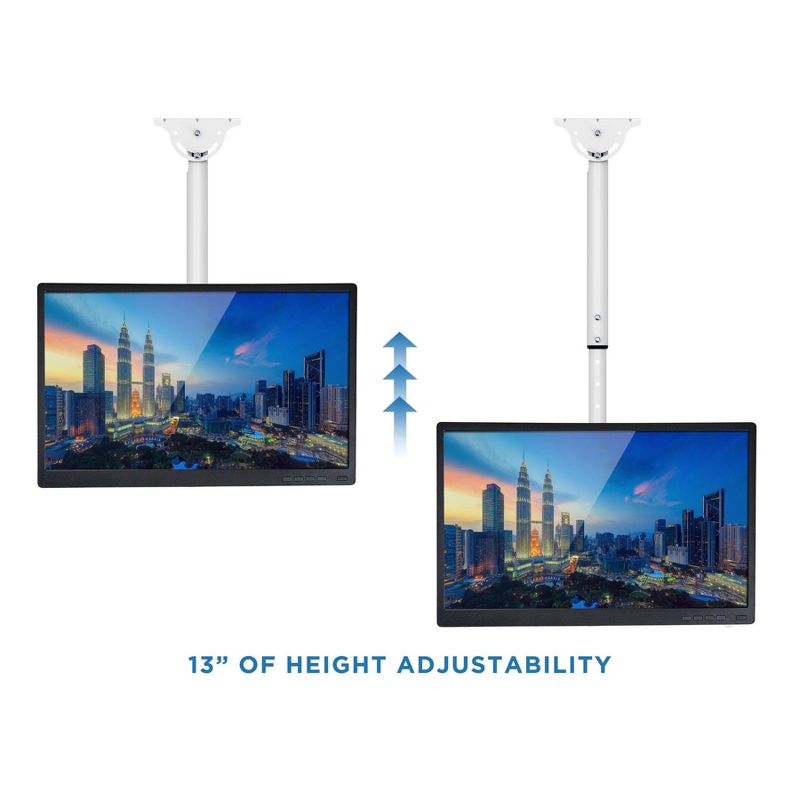 Mount-It! TV Ceiling Mount Bracket, Adjustable Height Full Motion, Tilting and Swiveling for Flat Panel & Plasma TVs, Fits 22 - 75 Inch TVs, White, 4 of 9