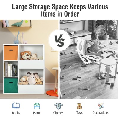 White MDF Kids Toy Storage Organizer with Baskets