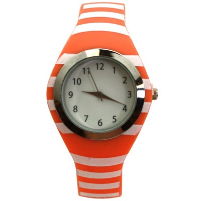 Olivia Pratt Stripped Silicone Band Women Watch