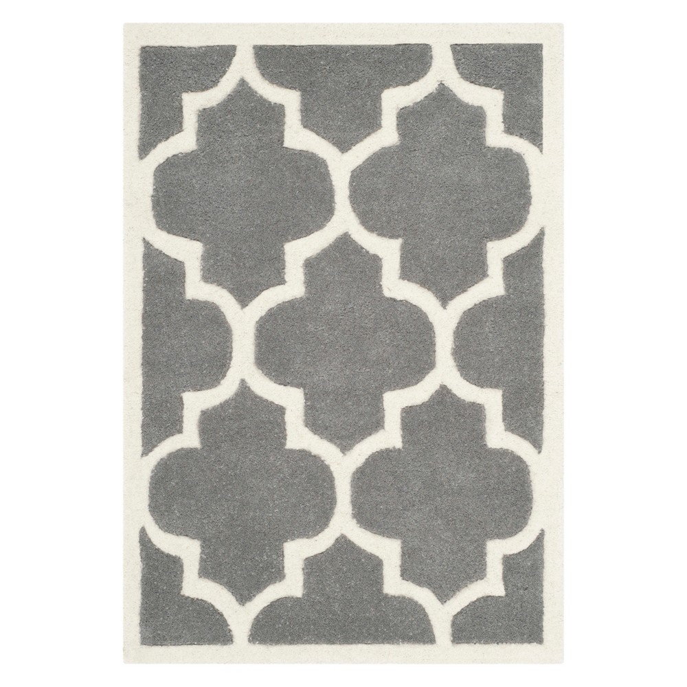 2'x3' Brandy Quatrefoil Design Tufted Area Rug Dark Gray/Ivory - Safavieh