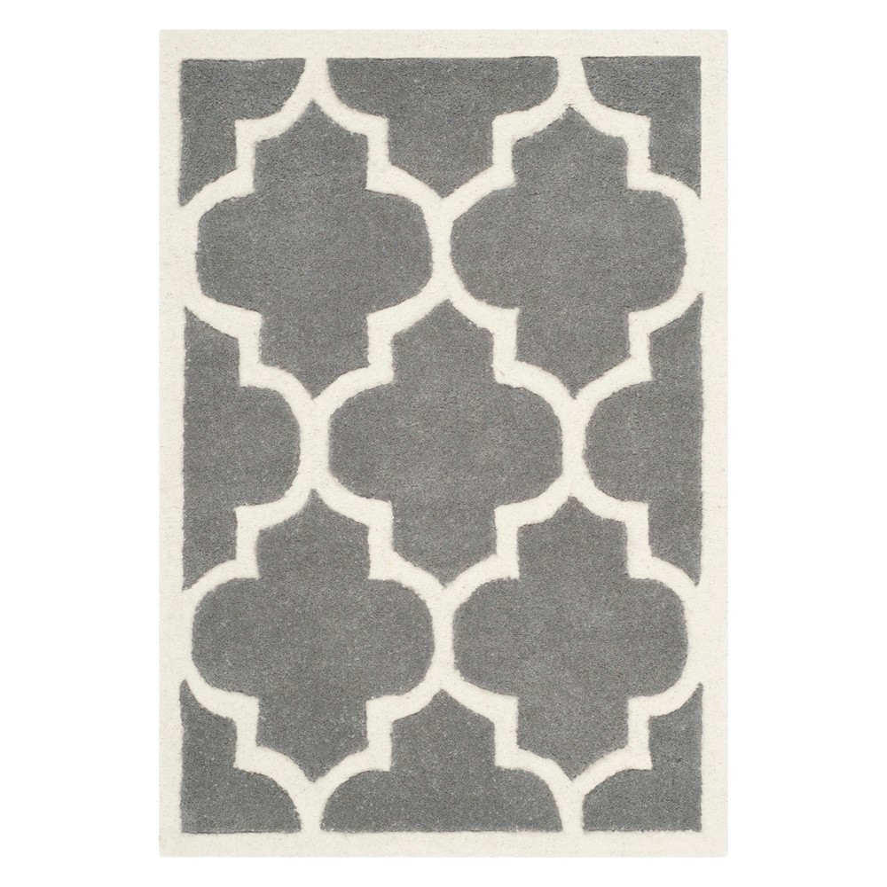 3'x5' Brandy Quatrefoil Design Tufted Area Rug Dark Gray/Ivory - Safavieh