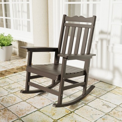 Sonkuki Patio Outdoor Adirondack Rocking Chair with Big Armrests, Weather Resistant, Easy Installation, Lawn and Backyard