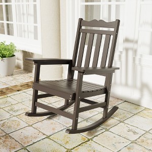 Sonkuki Patio Outdoor Adirondack Rocking Chair with Big Armrests, Weather Resistant, Easy Installation, Lawn and Backyard - 1 of 4
