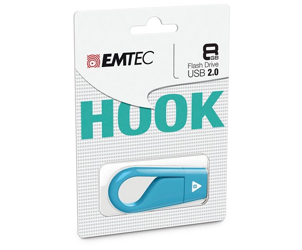 Emtec 8GB USB 2.0 Hook USB Drive-Random Colors (ECMMD8GD202)