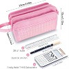 Generic Large Pencil Case, Big Portable Canvas Stationery Organizer with Zipper, Cute Aesthetic School Supplies  Pink with Plaid - 3 of 4