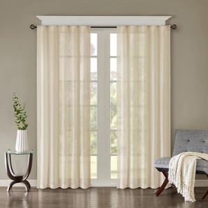 DSVIMOY Curtain Panels, 2pcs Solid Crushed Curtain Panel Pair for Living Room, Bedroom, Cream, 84"*50"*0.13" - 1 of 4