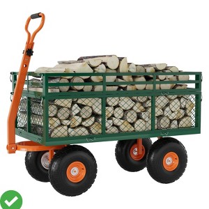 Steel Garden Cart with 10" Wheels 1400 Lbs Utility Wagon Cart with Removable Sides & 180¡ã Rotating Handle for Garden - 1 of 4
