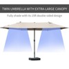 Patio Umbrella 15' Steel Rectangular Outdoor Double Sided Market with base, UV Sun Protection & Easy Crank for Deck Pool Patio - 4 of 4
