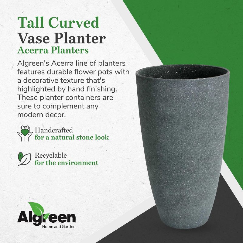 Algreen Acerra Weather Resistant Composite Tall Vase Round Planter Pot 20 x 12 x 12 Inches, Gray Stucco, 2 of 7
