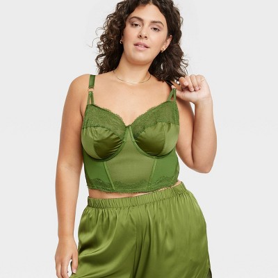 Women's Lace Lingerie Corset - Auden™ Light Forest Green, 4 of 6