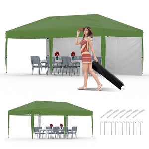 10x20 Heavy Duty Pop Up Canopy Tent w/Roller Bag, 4 Weight Bags, 8 Stakes & 6 Guy Ropes - 3 Height Adjustable - 1 of 4