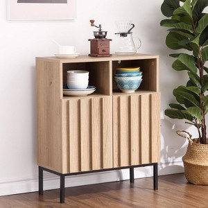 Jojoka Buffet Cabinet Sideboard with Storage, Modern Storage Cabinet Accent Table with Fluted Panel Door Metal Legs for Living Room, Dining Room - 1 of 4