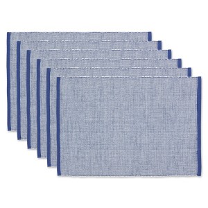 Design Imports French Blue Eco-Friendly Chambray Fine Ribbed Placemat Set/6 - 1 of 4