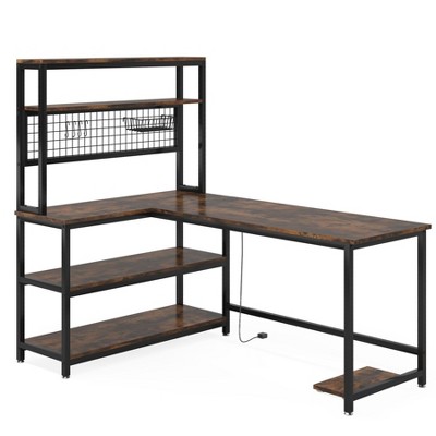 Tribesigns 55.11" Large Computer Desk with Wireless Charging and 5 Storage Shelves
