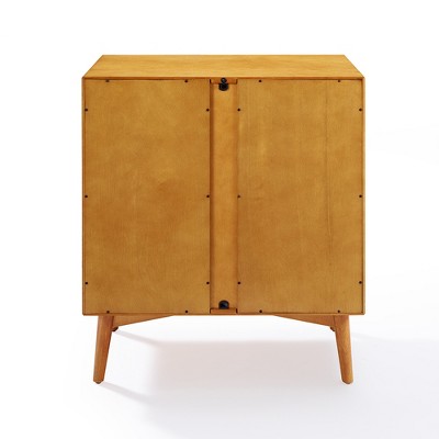 Landon Mid-Century Acorn Brown Bar Cabinet with Antique Brass Handles