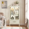 ChicFurnit Decorative Storage Cabinet Glass Curio Cabinet with Adjustable Shelves and Drawer for Living Room Storage, Off-White, 40.16"*15.95"*13" - 2 of 4