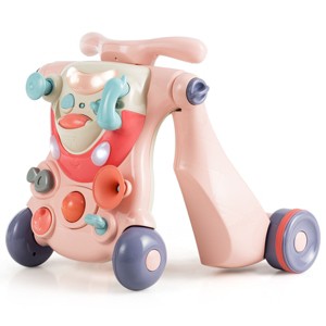 Infans 2-in-1 Baby Sit-to-Stand Walker Kids Activity Center Toddler Walking Toy Pink - 1 of 4