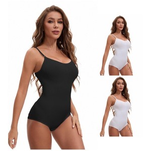 INSPIRE CHIC 3 Packs Women's Scoop Neck Sleeveless Seamless Bodysuit Tummy Control Briefs Body Shaper - 1 of 4