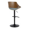 Mid-Century Modern Adjustable Barstool with Swivel, Fabric Seat, Wood Accents, and Rounded T Footrest, Set of 2 - 4 of 4