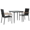 vidaXL Patio Dining Set Patio Table and Chair Set Black Textilene and Steel - 31.5" Table Length 2 Items - 3 of 4