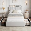 Bed Frame for Kids, Upholstered Platform Bed with 2 Large Storage Drawer and Bookcase Headboard, Noise-Free, Easy Assembly, No Box Spring Needed - 2 of 4