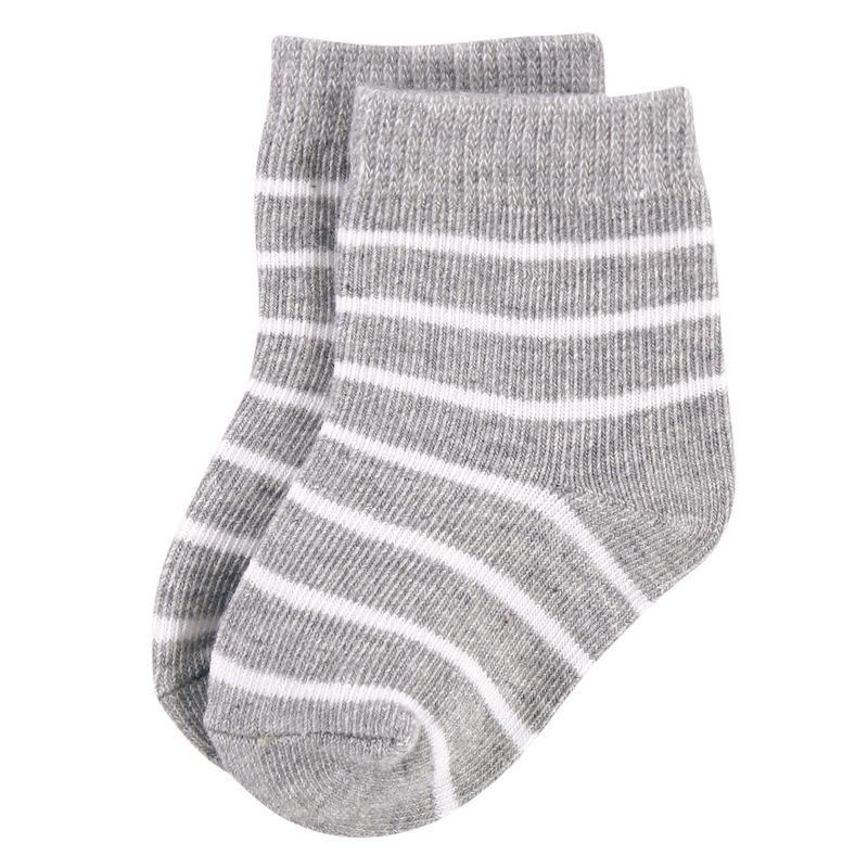 Hudson Baby Infant Unisex Cotton Rich Newborn and Terry Socks, Gray White Star, 3 of 15