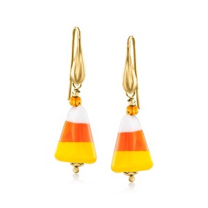 Ross-Simons Italian Murano Glass Halloween Candy Corn Drop Earrings in 18kt Gold Over Sterling - 1 of 4