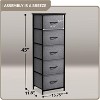 Sorbus Narrow 5 Drawers Nightstand with Steel Frame, Wood Top, Easy Pull Fabric Bins for Home, Bedroom, Office & Dorm - 4 of 4