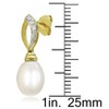 EVERLY JEWELRY | 10k Yellow Gold 7.5 - 8 MM Cultured Freshwater Pearl and Diamond Link Drop Earrings - 2 of 3
