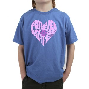 LA Pop Art Forever In Our Hearts - Boy's Word Art T-Shirt - 1 of 4