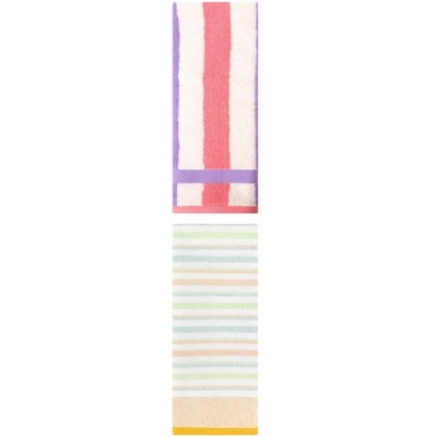 REGALWOVEN Striped Pattern Cotton Bathroom Hand Towels for Home Decor 13" x 29"/13" x 27" 2 Pcs