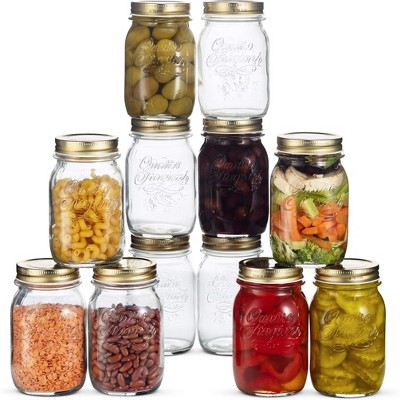 Bormioli Rocco Quattro Stagioni Set of 12 Clear Airtight Mason Jars, Made from Food Safe Durable Glass, Made in Italy