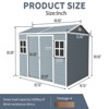 96.00"8 x 6ft Resin Outdoor Storage Shed Waterproof Shed with Floor & Two Windows & Lockable Door, Tool Shed for Garden,Black - 4 of 4