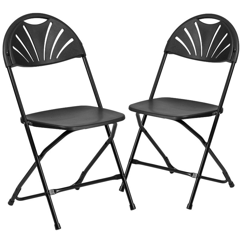 Emma and Oliver 2 Pack Wedding Party Event Fan Back Plastic Folding Chair Home Office, 1 of 12