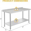 Commercial Stainless Steel Table for Prep & Work, 60 x 24 in Kitchen Food Prep Table with Adjustable Under Shelf and Hooks, for Warehouse,Garage - 3 of 4