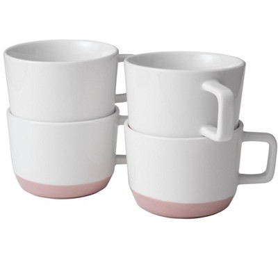 Libbey Austin 17.5 ounce Large Porcelain Coffee Mug, Set of 4, Himalayan Salt Pink