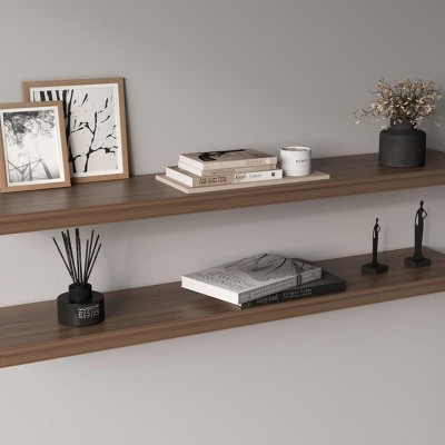 INFURNIC Decorative Wall Shelf Floating Shelves Set for Displaying Books and Decor Modern Minimalist Design, Brown, 9.8"*47"*1.5"