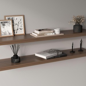 INFURNIC Decorative Wall Shelf Floating Shelves Set for Displaying Books and Decor Modern Minimalist Design, Brown, 9.8"*47"*1.5" - 1 of 4