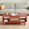 Grungis Modern Square Coffee Table with Rattan Drawer,Wooden Accent Table with Wood-textured Finish,Coffee Table for Living Room - 4 of 4