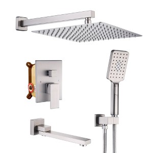 CASAINC 1-Handle 3-Spray Pattern 12 Inches Wall Mount Shower Set Shower Head Tub and Shower Faucet (Valve Included) - 1 of 4