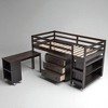Low Twin Loft Bed with Rolling Desk, Cabinet, Bookshelf, and Storage Drawers, Pine Wood Frame - 3 of 4