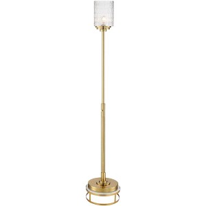Possini Euro Design Kinsey Modern Torchiere Floor Lamp with Riser 78" Tall Brass Gold Metal Stone Pattern Crystal Glass Shade for Living Room Office - 1 of 4