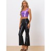 INSPIRE CHIC Women's U Neck Sleeveless Party Clubwear Shiny Metallic Crop Tank Tops - 2 of 4